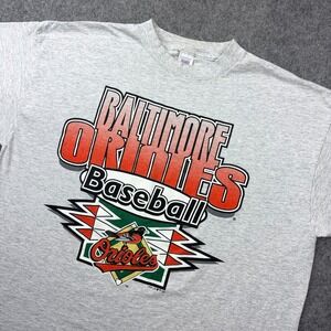 VTG Baltimore Orioles Shirt Mens 2XL Gray Retro Logo 7 MLB Baseball 90s USA